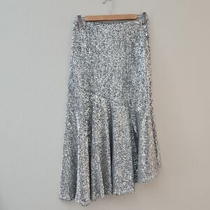Elegant Silver Sequin A line Skirt